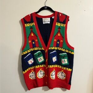 Vintage Women’s XL Marisa Christina Classics handknit sweater vest school themed